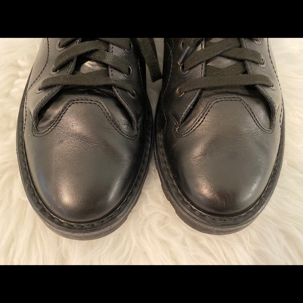 Burberry Black Leather Moto Combat Lace Up Military Boots Sneakers Shoes Sz 40 7 - Picture 3 of 16